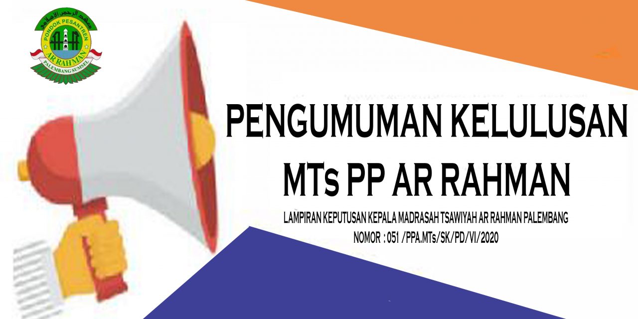 SK Kelulusan MTs PP Ar Rahman Palembang